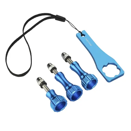 mantona GoPro screw set + key aluminium blue