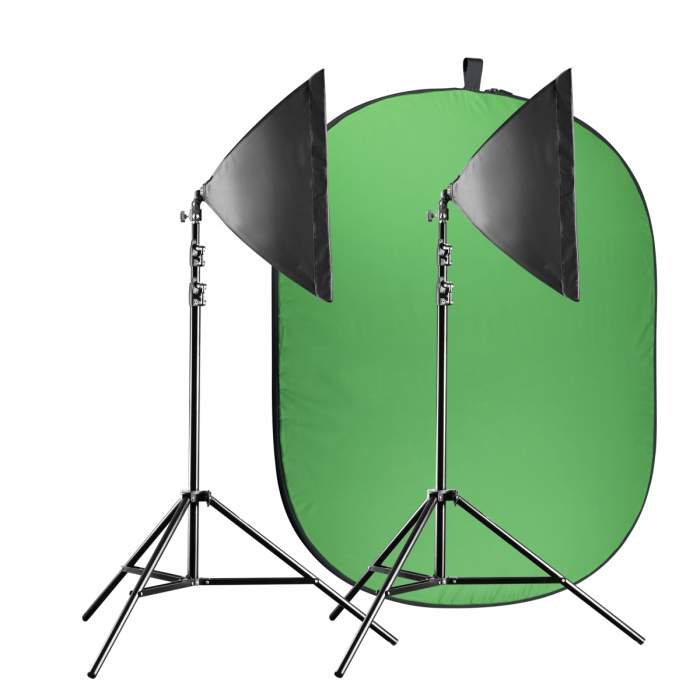 Background with light - walimex pro Video Greenscreen Set Beginner flexi - quick order from manufacturer