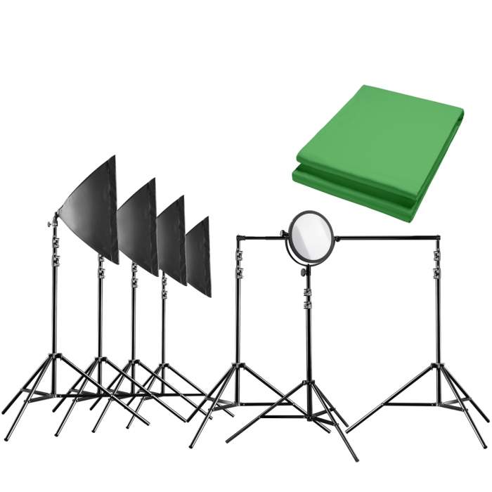 Fonu komplekti ar gaismu - walimex pro Video Greenscreen Set Pro - ātri pasūtīt no ražotāja