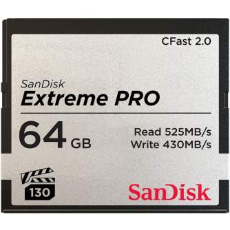 Atmiņas kartes - SanDisk Extreme PRO CFast 2.0 Card 525MB/s 64GB - ātri pasūtīt no ražotāja