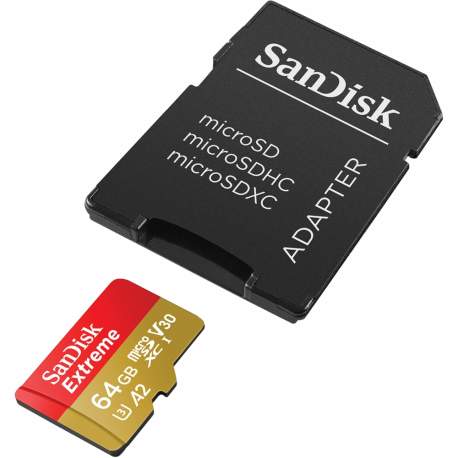 Карты памяти - SanDisk Extreme microSDXC UHS-I V30 A2 160MB/s 64GB (SDSQXA2-064G-GN6MA) - быстрый заказ от производителя