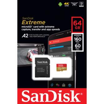 Больше не производится - SanDisk Extreme microSDXC UHS-I V30 A2 160MB/s 64GB (SDSQXA2-064G-GN6MA)