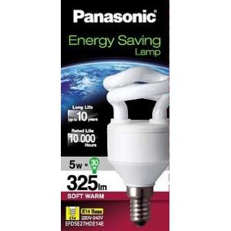 Запасные лампы - Panasonic Lighting Panasonic энергосберегающая лампочка E14 5W 2700K Spiral (EFD5E27HDE14E) - быстрый заказ от производителя