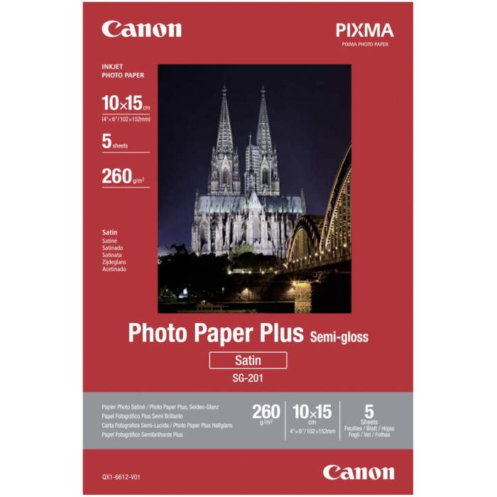 Fotopapīrs printeriem - Canon fotopapīrs SG-201 10x15 260g 5 lapas - ātri pasūtīt no ražotāja
