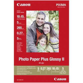 Photo paper for printing - Canon photo paper PP-201 10x15 Glossy II 275g 5 sheets - quick order from manufacturer