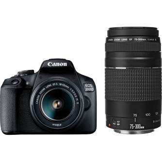 Зеркальные фотоаппараты - Canon EOS 2000D + 18-55 мм IS + 75-300 мм Kit 2728C017 - быстрый заказ от производителя