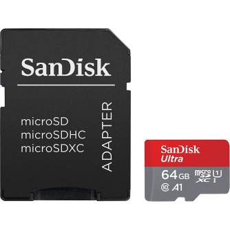 Atmiņas kartes - SanDisk memory card microSDXC 64GB Ultra 100MB/s A1 + adapter - ātri pasūtīt no ražotāja