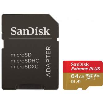 Memory Cards - SanDisk memory card microSDXC 64GB Extreme Plus A1 + adapter - quick order from manufacturer