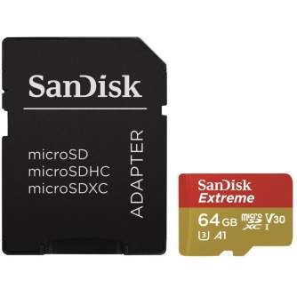 Карты памяти - SanDisk memory card microSDXC 64GB Action Extreme A1 + adapter - быстрый заказ от производителя
