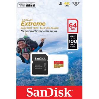 Карты памяти - SanDisk memory card microSDXC 64GB Action Extreme A1 + adapter - быстрый заказ от производителя