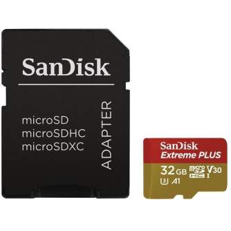 Карты памяти - Sandisk memory card microSDHC 32GB Extreme Plus A1 + adapter - купить сегодня в магазине и с доставкой