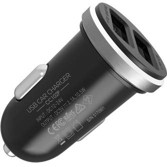 Kameras bateriju lādētāji - Silicon Power auto lādētājs 2xUSB, melns (CC102P) - ātri pasūtīt no ražotāja