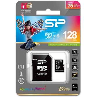 Atmiņas kartes - Silicon Power atmiņas karte microSDXC 128GB Elite UHS-I Class 10 + adapteris - ātri pasūtīt no ražotāja