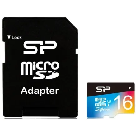 Silicon Power memory card microSDHC 16GB Superior UHS-I U1 + adapter