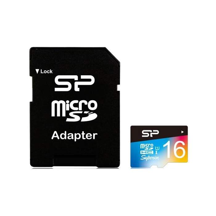 Memory Cards - Silicon Power memory card microSDHC 16GB Superior UHS-I U1 + adapter - quick order from manufacturer