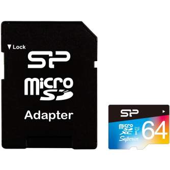 Memory Cards - Silicon Power memory card microSDXC 64GB Superior UHS-I U1 + adapter - quick order from manufacturer