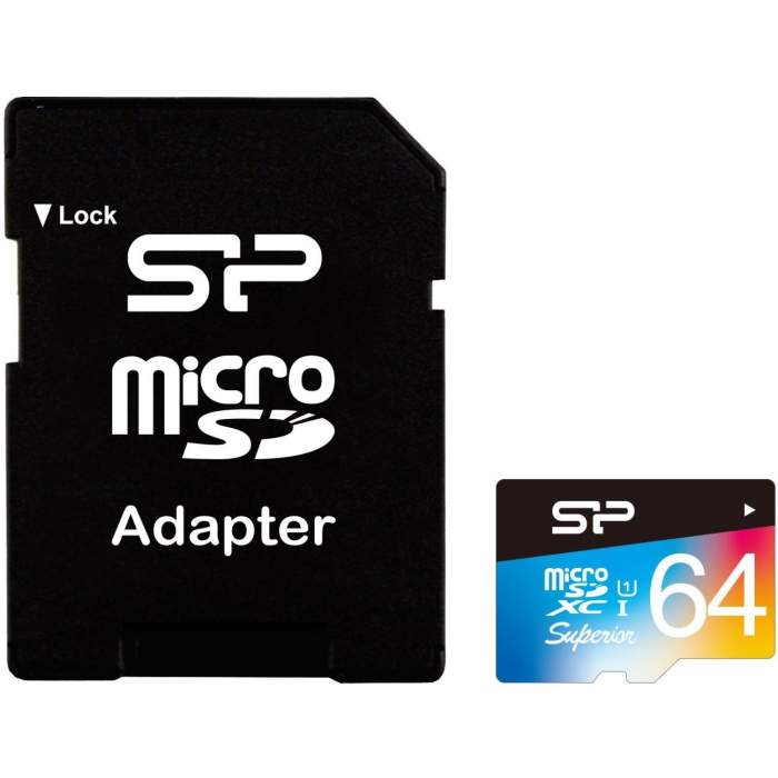Карты памяти - Silicon Power memory card microSDXC 64GB Superior UHS-I U1 + adapter - быстрый заказ от производителя