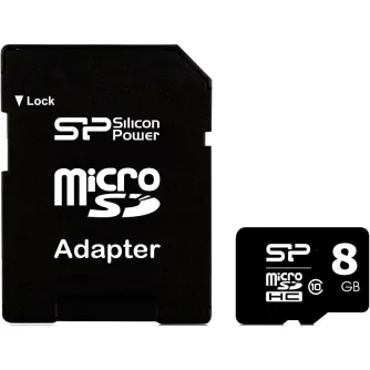 Atmiņas kartes - Silicon Power atmiņas karte microSDHC 8GB Class 10 + adapteris - ātri pasūtīt no ražotāja