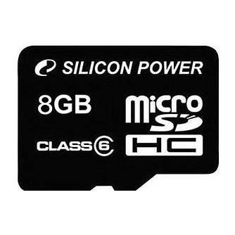 Silicon Power memory card microSDHC 8GB Class 6 + adapter SP008GBSTH006V10SP