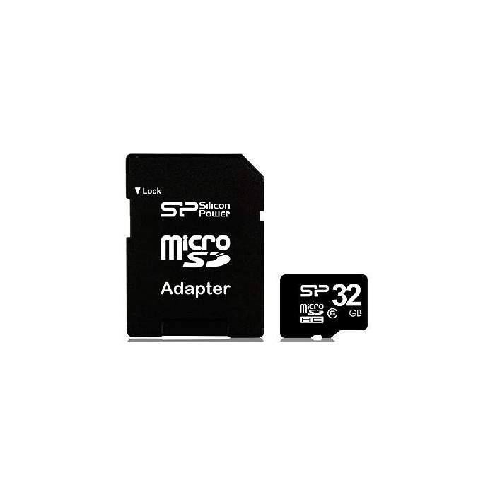 Atmiņas kartes - Silicon Power memory card microSDHC 32GB Class 6 + adapter - ātri pasūtīt no ražotāja