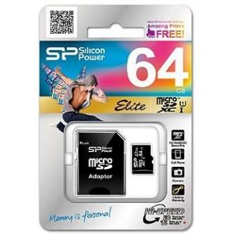 Карты памяти - Silicon Power memory card microSDXC 64GB Elite + adapter - быстрый заказ от производителя