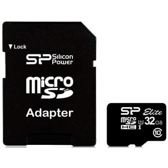 Atmiņas kartes - Silicon Power atmiņas karte microSDHC 32GB Elite + adapteris - ātri pasūtīt no ražotāja