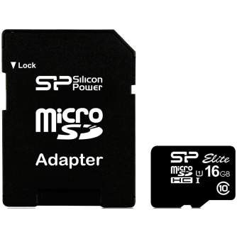 Atmiņas kartes - Silicon Power atmiņas karte microSDHC 16GB Elite + adapteris - ātri pasūtīt no ražotāja