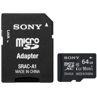 Atmiņas kartes - Sony memory card microSDXC 64GB U3 Class 10 + adapter SR64UXA - ātri pasūtīt no ražotāja