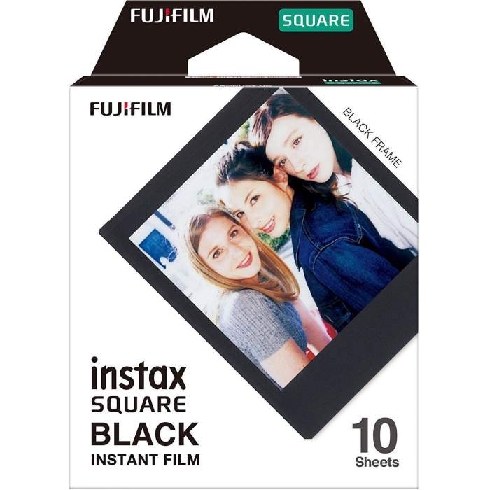 Картриджи для инстакамер - FUJIFILM Colorfilm instax SQUARE GLOSSY BLACK FRAME (10 pcs) - купить сегодня в магазине и с доставко