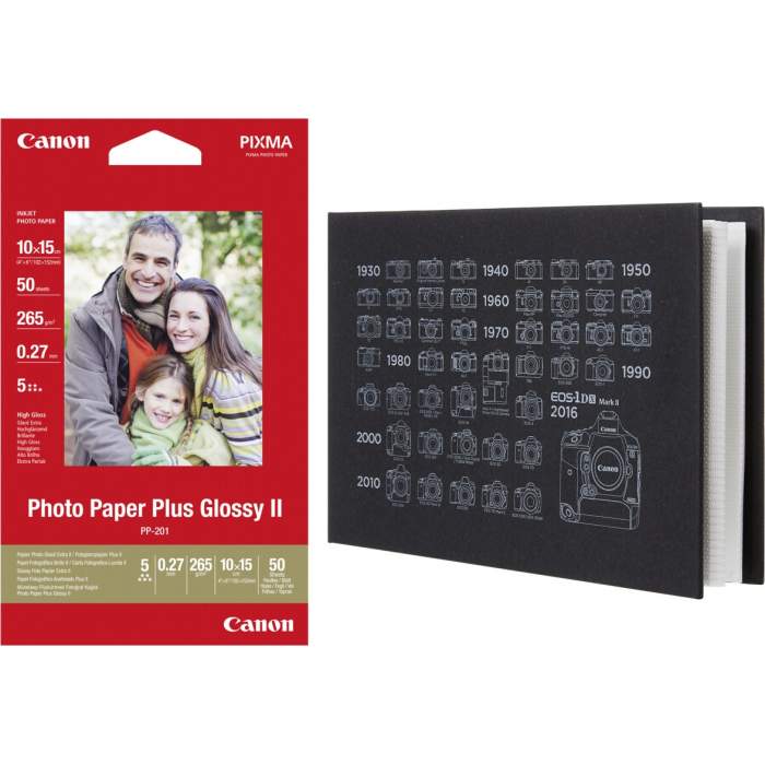 Photo paper for printing - Canon photo paper PP-201 10x15cm 50 sheets + album 2311B069 - quick order from manufacturer