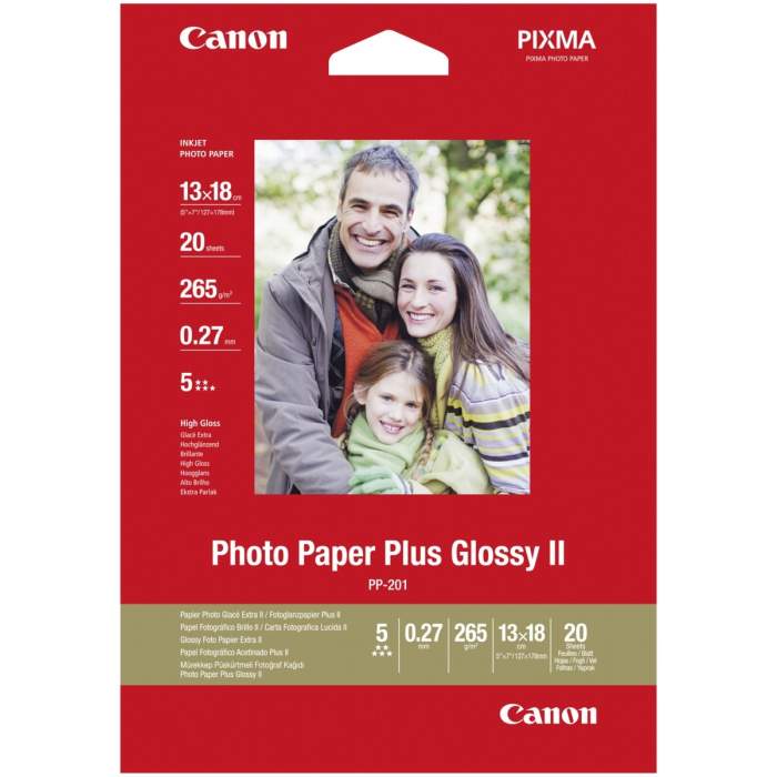 Fotopapīrs printeriem - Canon fotopapīrs 13x18 265g glancēts 20 lapas (PP-201) - ātri pasūtīt no ražotāja