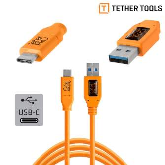 Kabeļi - Tether Tools TETHERPRO USB 3.0 TO USB-C 4.6 M ORANGE - perc šodien veikalā un ar piegādi