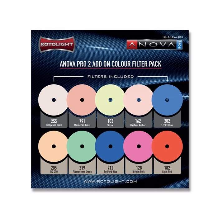 Barndoors Snoots & Grids - ROTOLIGHT 10 PIECE COLOUR FX PACK FOR ANOVA PRO - quick order from manufacturer