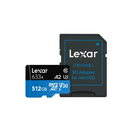 LEXAR 633X MICROSDHC/SDXC W/ADAP (V30) R95/W45 512GB