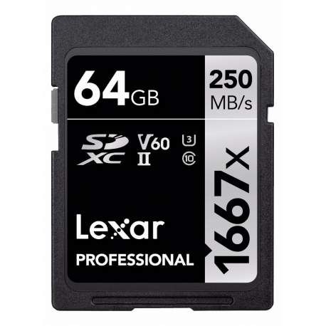 Карты памяти - Lexar memory card SDXC 64GB Pro 1667x U3 V60 250MB/s LSD64GCB1667 - купить сегодня в магазине и с доставкой