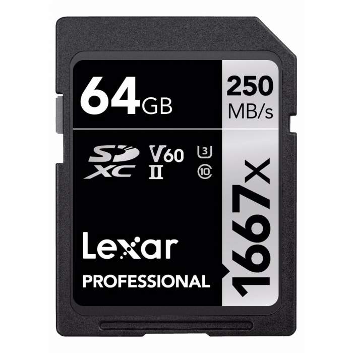 Atmiņas kartes - Lexar memory card SDXC 64GB Pro 1667x U3 V60 250MB/s LSD64GCB1667 - купить сегодня в магазине и с доставкой