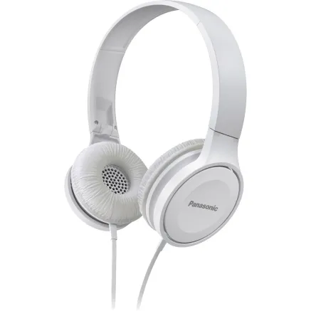 Panasonic RP-HF100E-W On-Ear Headphones, White, 30mm driver, Foldable