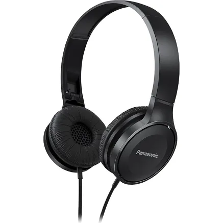 Panasonic RP-HF100E-K On-Ear Headphones, Black, 30mm, Foldable