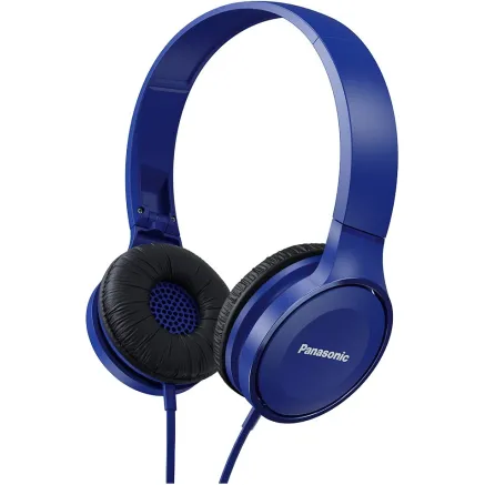 Panasonic RP-HF100E-A On-Ear Headphones, Blue, 30mm driver, Foldable