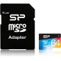 Discontinued - Silicon Power memory card microSDXC 64GB Superior Pro Color U3 + adapter