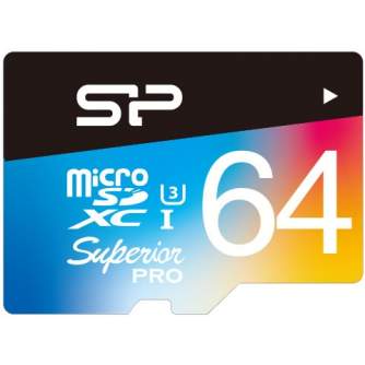 Memory Cards - Silicon Power memory card microSDXC 64GB Superior Pro Color U3 + adapter - quick order from manufacturer