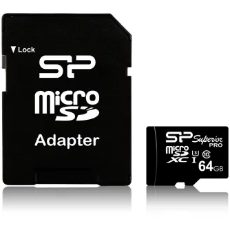 Atmiņas kartes - Silicon Power atmiņas karte microSDXC 64GB Superior Pro U3 + adapteris - ātri pasūtīt no ražotāja