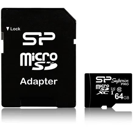 Silicon Power memory card microSDXC 64GB Superior Pro U3 + adapter