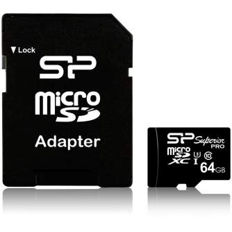 Memory Cards - Silicon Power memory card microSDXC 64GB Superior Pro U3 + adapter - quick order from manufacturer