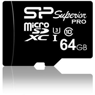 Atmiņas kartes - Silicon Power atmiņas karte microSDXC 64GB Superior Pro U3 + adapteris - ātri pasūtīt no ražotāja