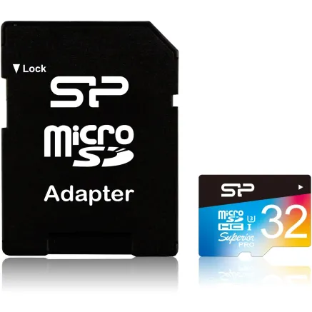 Silicon Power memory card microSDHC 32GB Superior Pro Color U3 + adapter