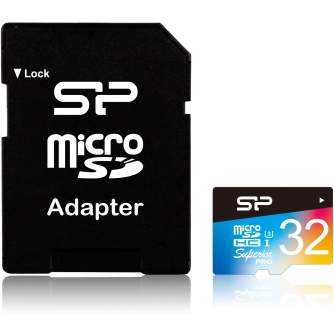 Карты памяти - Silicon Power memory card microSDHC 32GB Superior Pro Color U3 + adapter - быстрый заказ от производителя