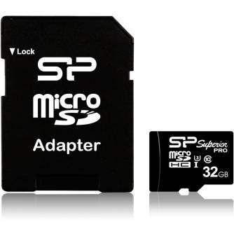 Memory Cards - Silicon Power memory card microSDHC 32GB Superior Pro U3 + adapter - quick order from manufacturer