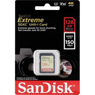 Больше не производится - SanDisk Extreme SDXC UHS-I V30 150MB/s 70MB/s 128GB (SDSDXV5-128G-GNCIN)