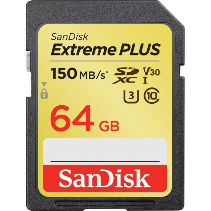Vairs neražo - SanDisk atmiņas karte SDXC 64GB Extreme Plus V30 U3 (119598)